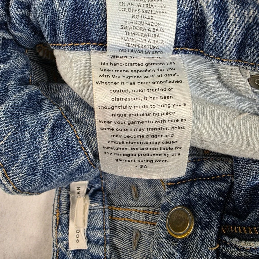 Good American Womens High Rise Straight Leg Distressed Jeans Blue‎ GV050T 6/28